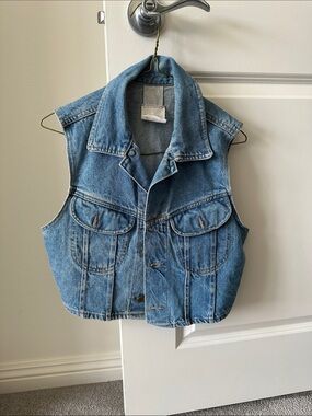 Source Unknown Light Blue Denim Vest - Sleeveless Jean Jacket